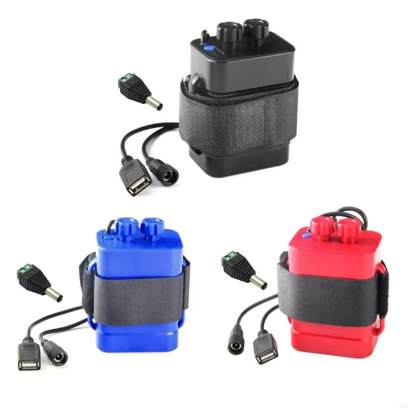 Y4QF 12V Waterproof USB 6x 18650 Penyimpanan baterai untuk kotak case untuk LED sepeda untuk