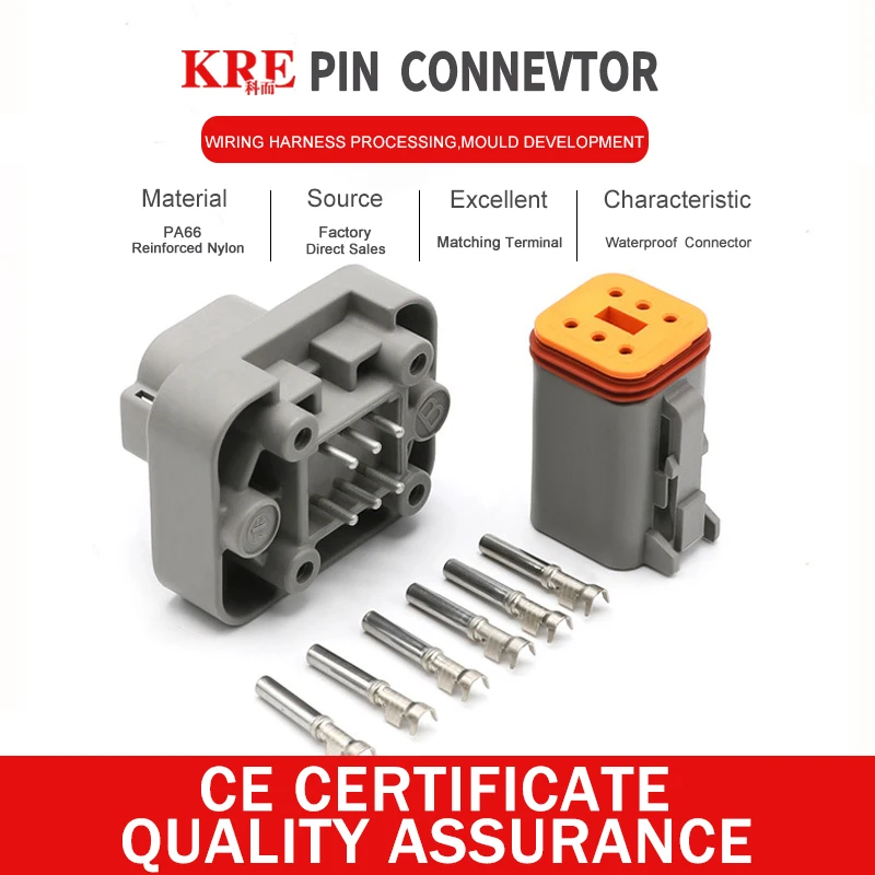 DT15-6P 6-Hole DT Type PCB Needle Socket Plug Male And Female Docking Terminal Car Waterproof Connector DT06-6S