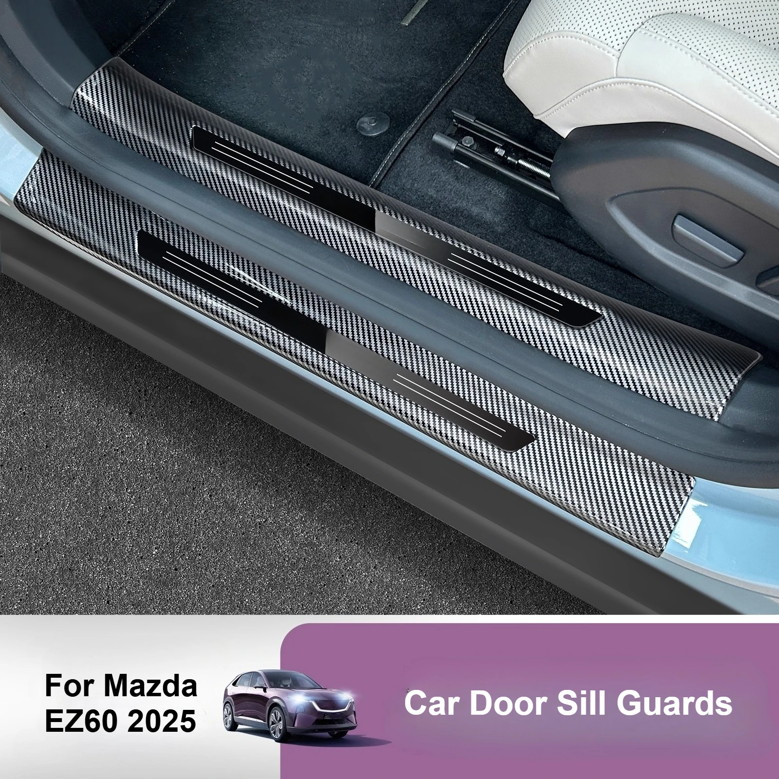 

For Mazda EZ60 2025 2026 Car Door Sill Guards ABS Anti-scratch Scuff Plate Cover Welcome Door Pedal Door Sill Protector
