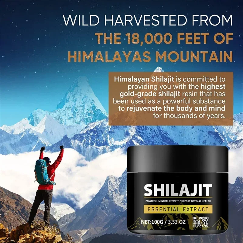 1000mg Pure Shilajit Resin Mineral Supplements Himalaya Original with 85+ Trace Minerals & Fulvic Acid Maca for Beauty Health