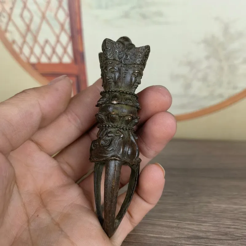 Antique-style four-sided vajra , puja scepter, vintage decorative craft, home decoration item