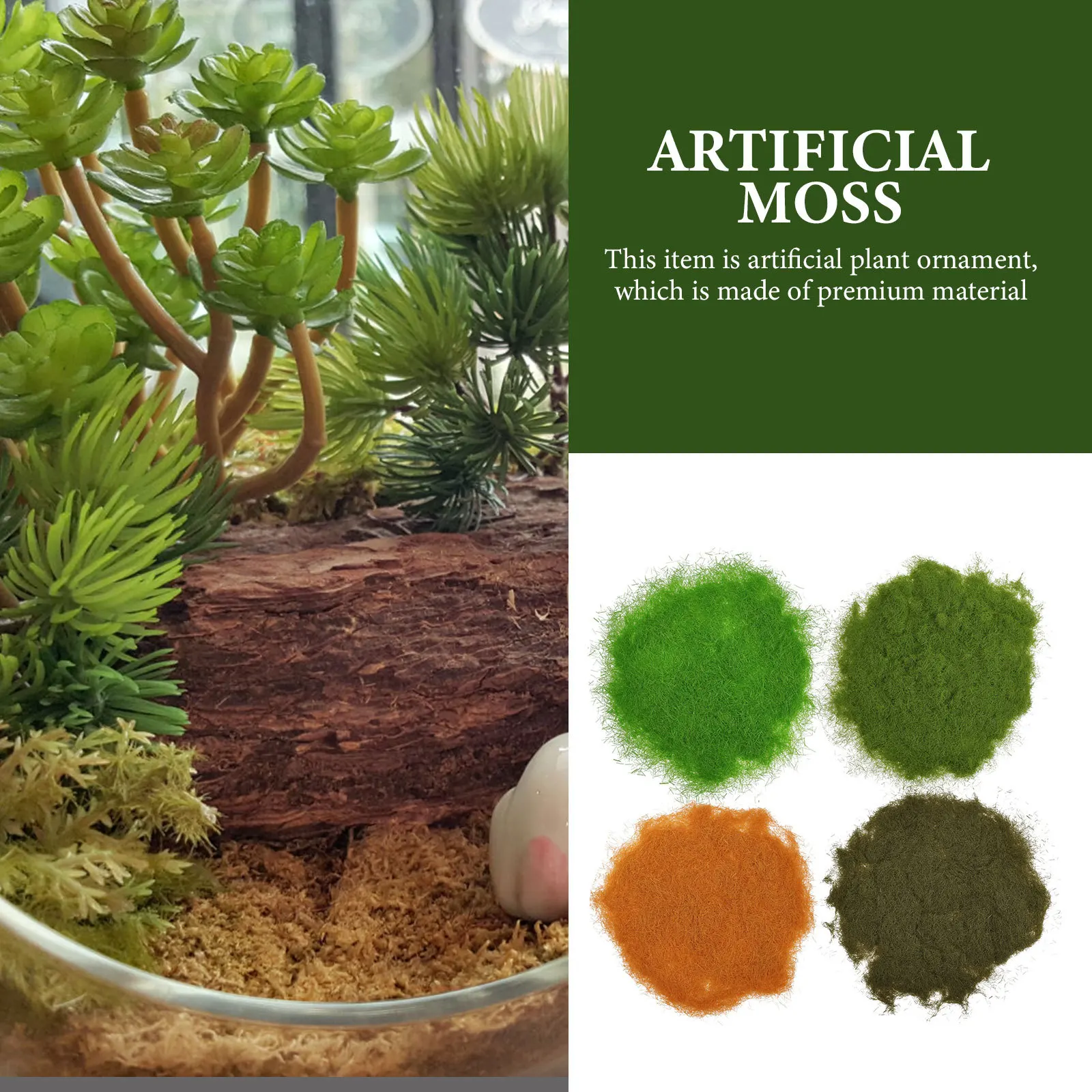 

4Packs Simulation Moss Decor Realistic Moss Powder Landscape Prop Durable Garden DIY Accessory Natural Look Bonsai Tree