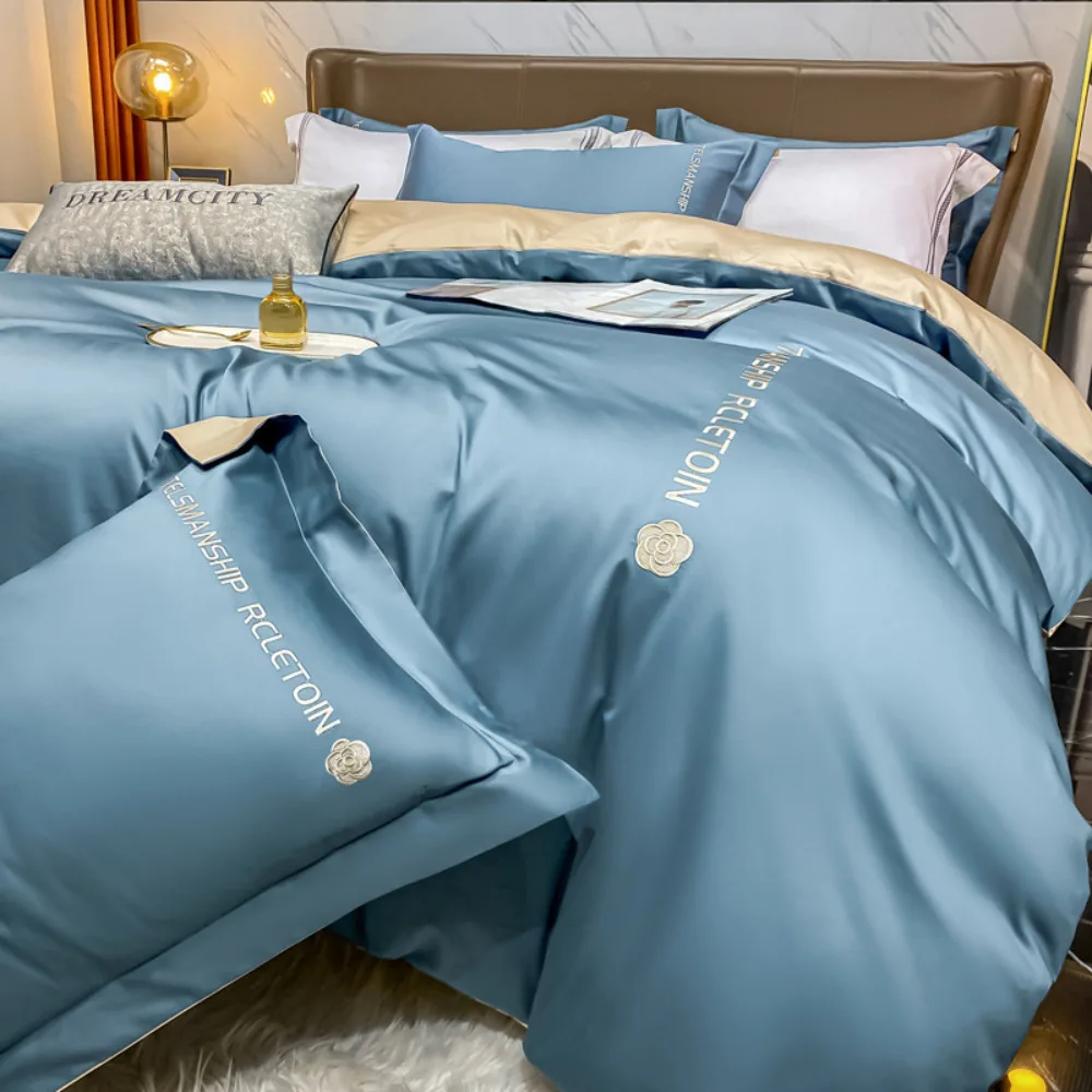 Thickened Brushed Pure Cotton 4-piece Bedding Set Dormitory Use Comfortable Breathable Premium Cotton Bedding Four-piece Set