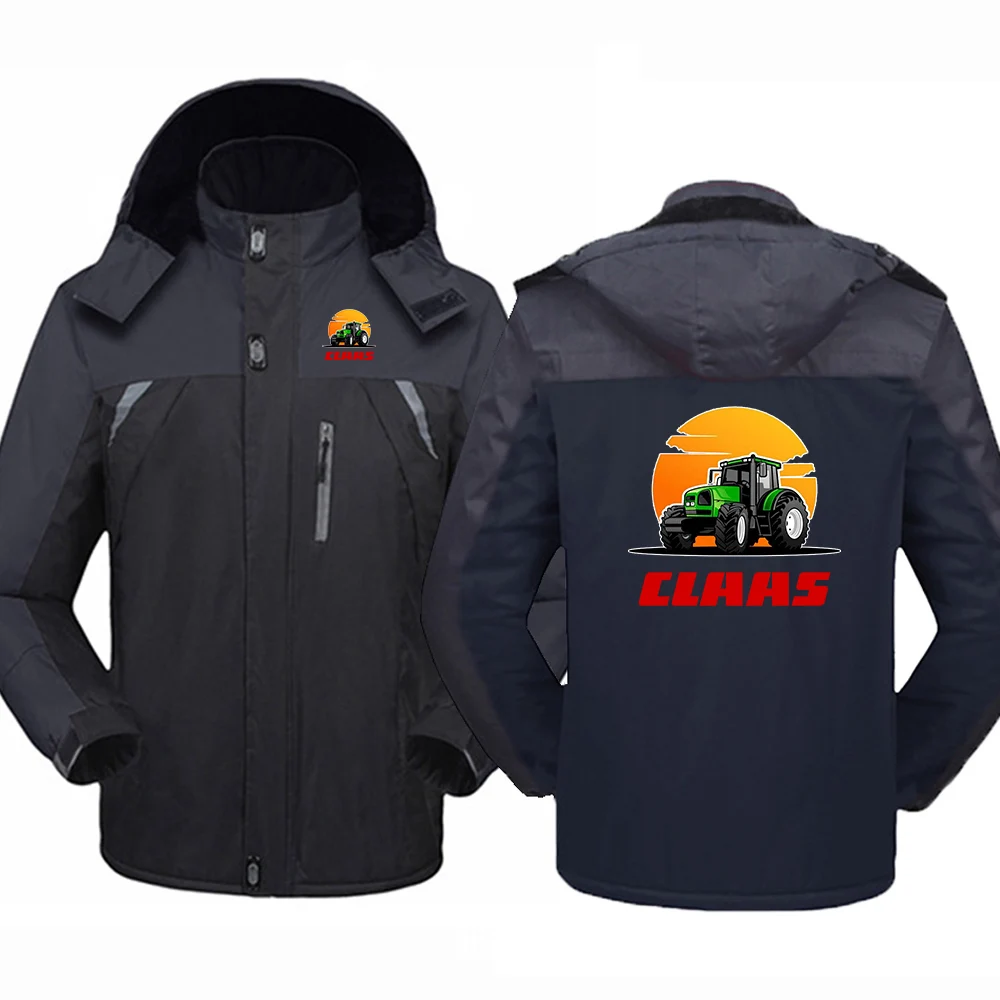 

2026 Tractor Claas Print Autumn Winter Men's New Thicken Windbreaker Splicing Zipper High-quality Texture Elegant Harajuku Coat