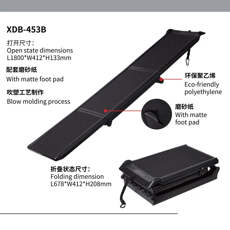 Foldable 3-Step Dog Ramp for Medium Large Breeds, Anti-Slip Car Loading Pet Stairs with Blow Molded Construction