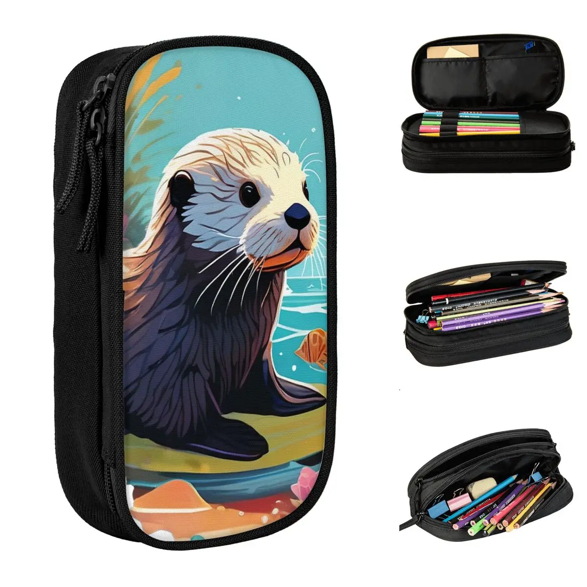 

Классические милые детские пеналы с морской выдрой, пенал, держатель для ручек для студентов, сумки большой емкости, школьные подарки, канцелярские принадлежности