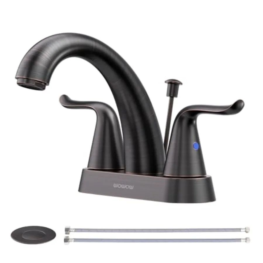 

Bathroom Faucet 4 inch Centerset Oiled Rubbed Bronze Bathroom Sink Faucet Lift Rod Drain Assembly Stainless Steel Faucets for B