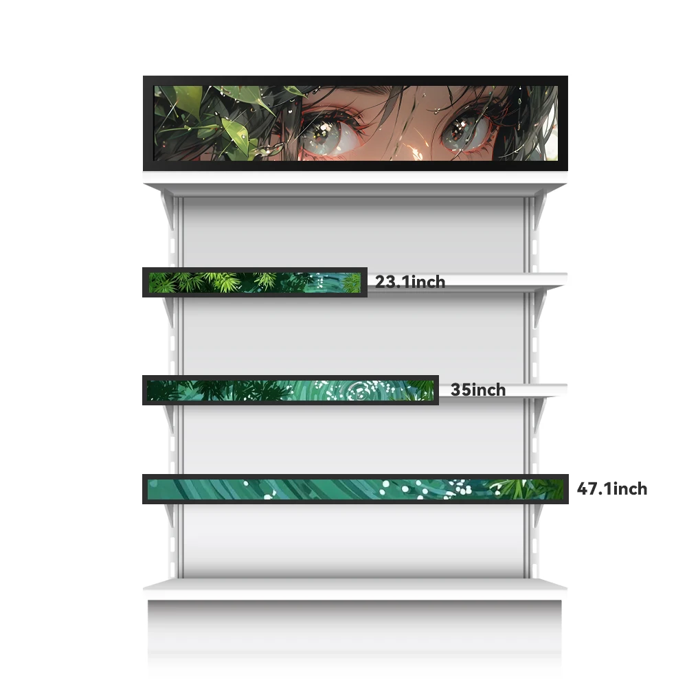 Smart Retail Digital LED Display Shelves SDK Indoor For Supermarket Shelf Edge Stretch Bar Type LCD Display For Shopping Mall