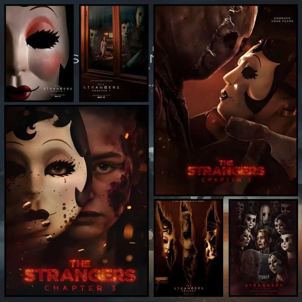 Movie T-The Strangers Chapter 3 Poster Waterproof PVC Wall Poster, Peel-and-Stick HD Art for Living Room, Bedroom and Shop