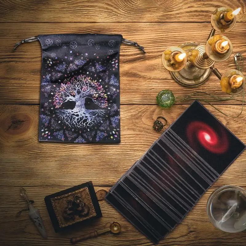 Small Drawstring Velvet Storage Bag Star Printed Tarot Pouch Rune Dice Crystal Jewelry Bag Multiple Use Pouch For Home Storage