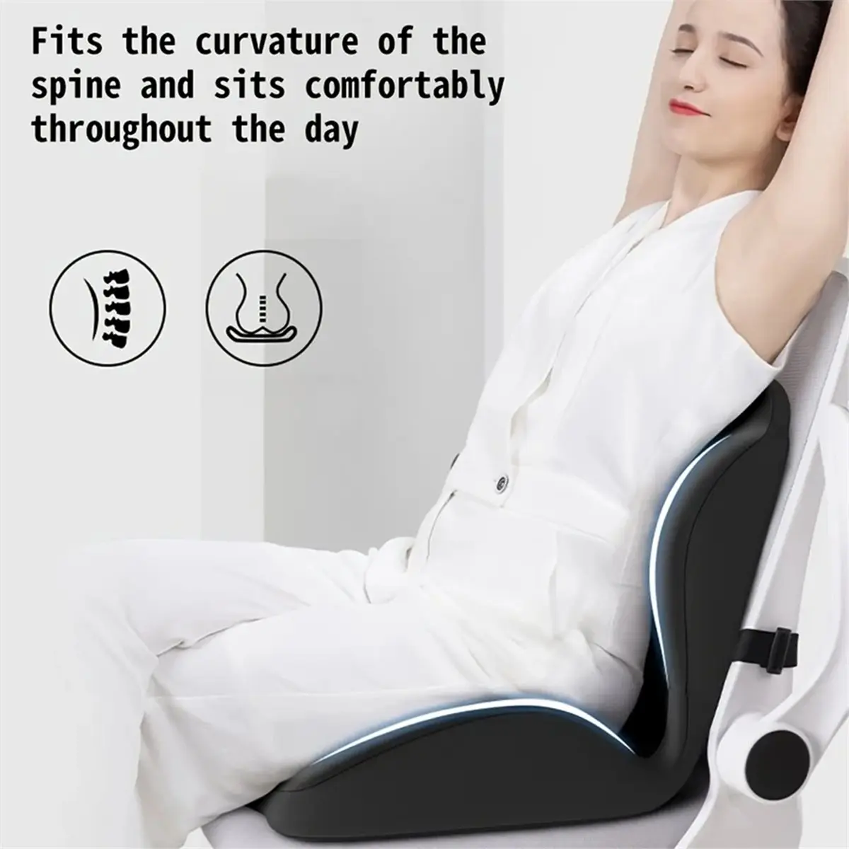 TODAY@BUY@~ Memory Foam Lumbar Support Cushion - Ergonomic Back Pain Relief for Chair & Car Seat, Long Sitting Comfort