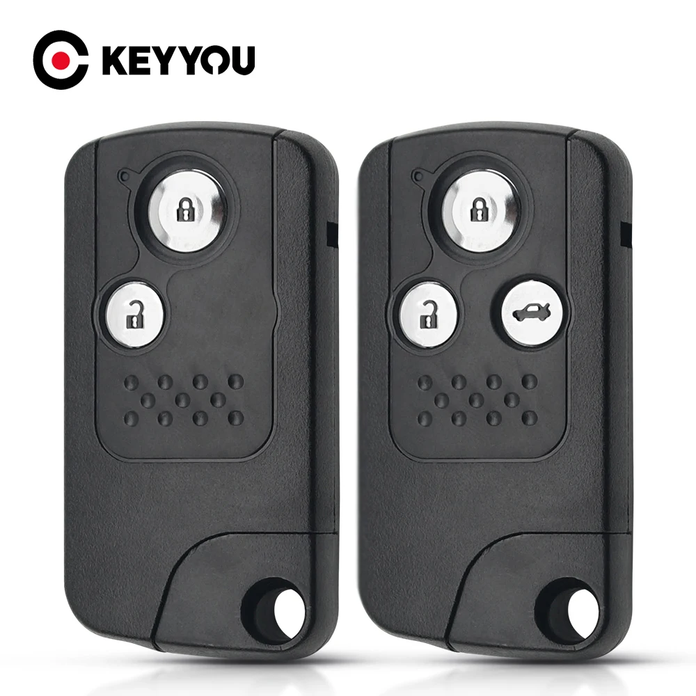 

KEYYOU 2/3BNT Key Shell For Honda CRV Accord Civic Odyssey Intelligent Car Smart Remote Case Replacement Fob Insert Blade