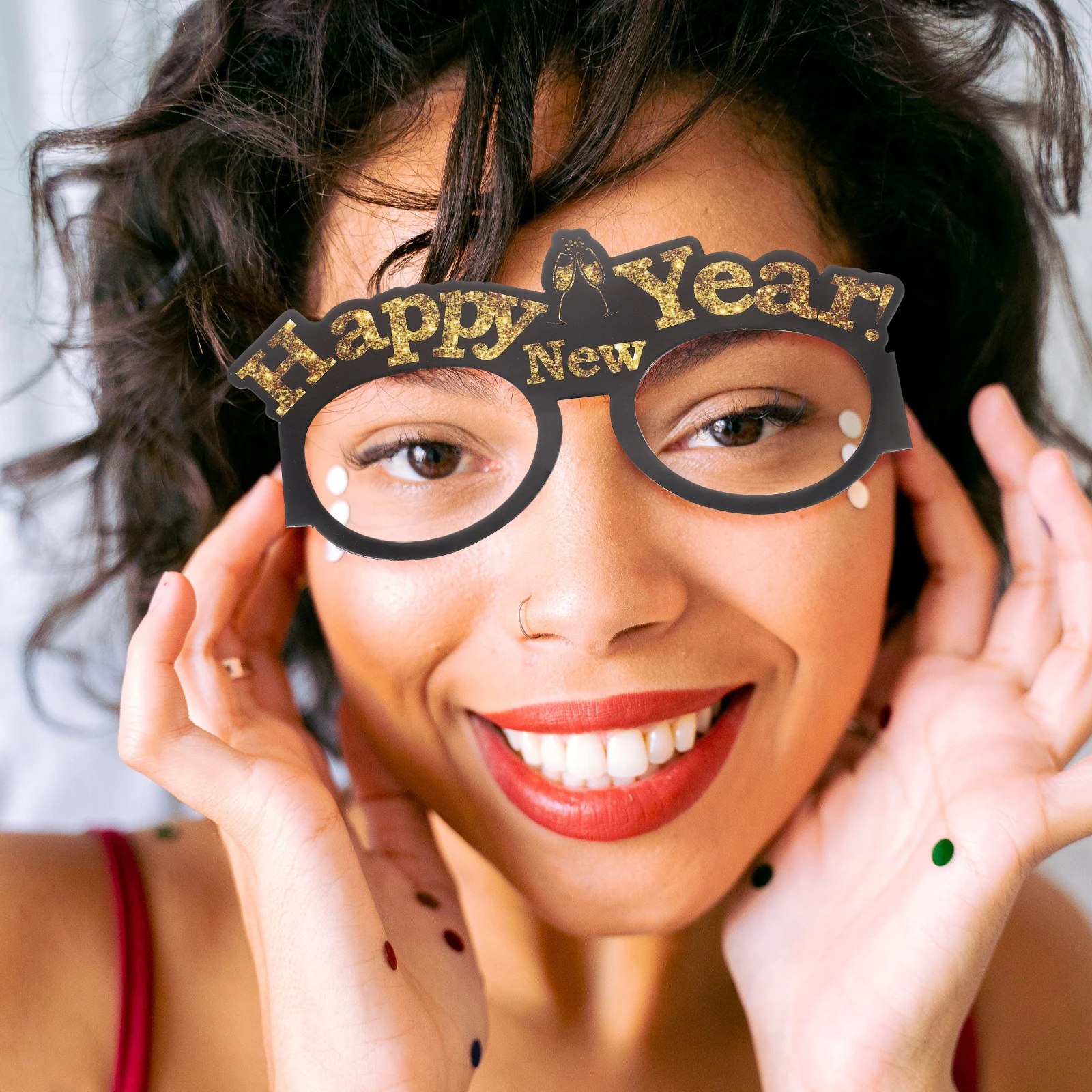 

6 Pcs Make up New Year Glasses Eyeglasses Banner Paper Happy Party Photobooth Props