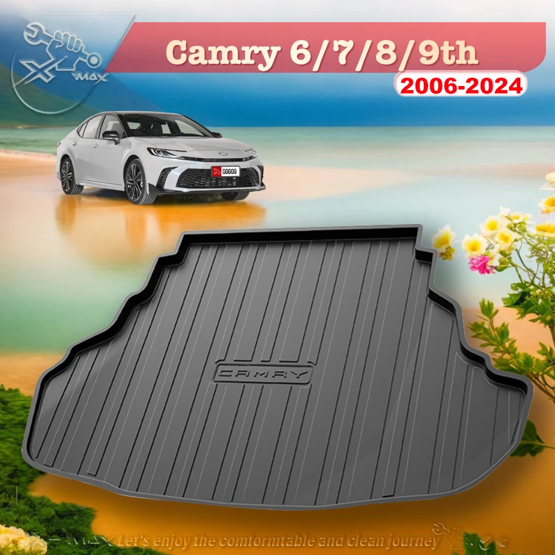 

For Toyota Camry 6/7/8/9th 2006-2024 Fit Car Trunk Mat All Season Black Cargo Mat 3D Shaped Laser Measured Trunk Liners