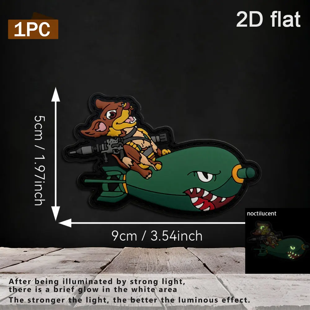 1Pc/2Pcs/3Pcs Optional Pvc Patches in the Shape of Alien Animals and Submarines, with Glow-In-The-Dark Effect, Waterproof and Wear-Resistant, Suitable for Jackets, Backpacks, Vests, and Clothing, with a Fleece Backing