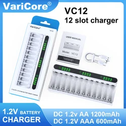 New Original VC12 1.2V 12-Slot Rechargeable Battery Charger for Ni-MH AA AAA Nickel Hydrogen Batteries