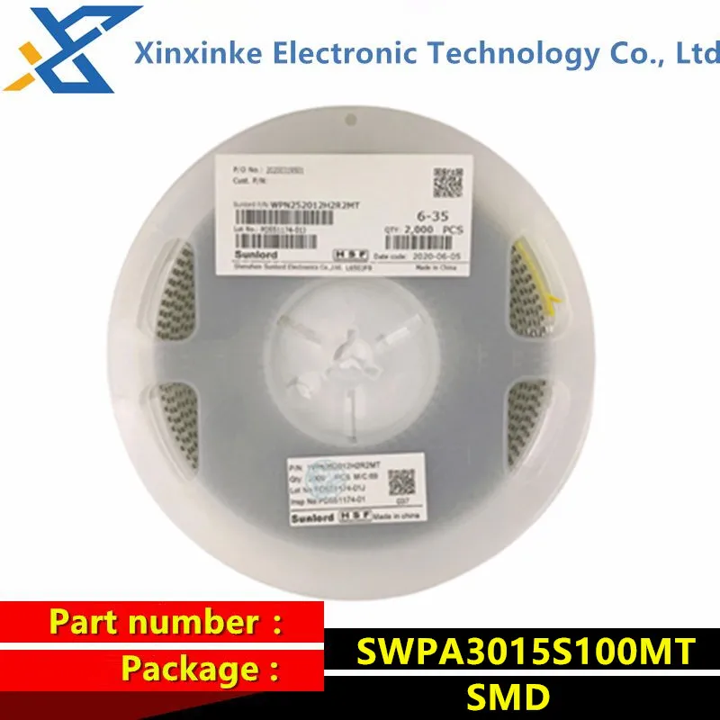 2000PCS SWPA3015S100MT SMD 3x3mm 3015 10UH ±20% 920mA Coil-wound Shielded High-power Inductor Original Brand New