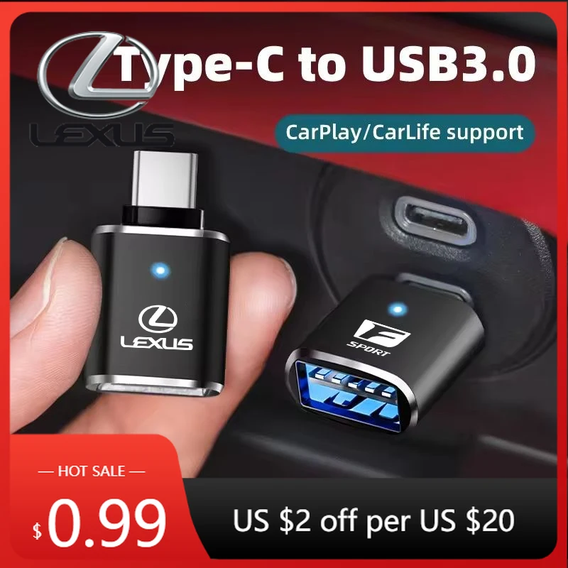 

Interior Stickers Data Line Type-C To USB Adapter High Speed Port Accessories For Lexus F SPORT IS250 IS200 CT200h GS300 LS430 R