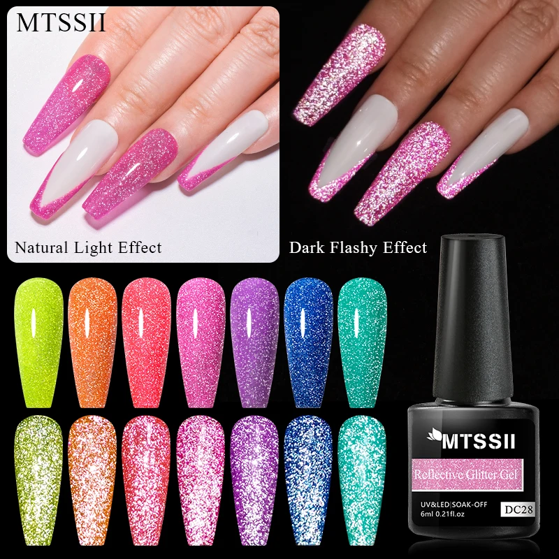 Mtssii Reflektierende Glitter Gel Nagellack Funkelnden Pailletten Semi Permanten Soak Off UV LED Farbe Lacke Nail art Dekoration – Detail 10
