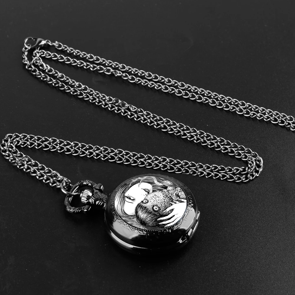 Dark Style Japanese Manga Pendant Quartz Pocket Watch Souvenir Chain Pocket Watch Arabic Numerals With Personality Gift