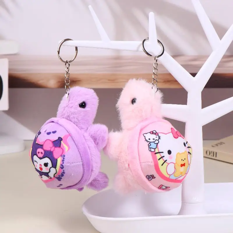 لطيف سانريو السلاحف ألعاب من نسيج مخملي المفاتيح الكرتون محشوة دمية كيرينغ حقيبة قلادة على ظهره معلقة الديكور هدايا عيد الميلاد