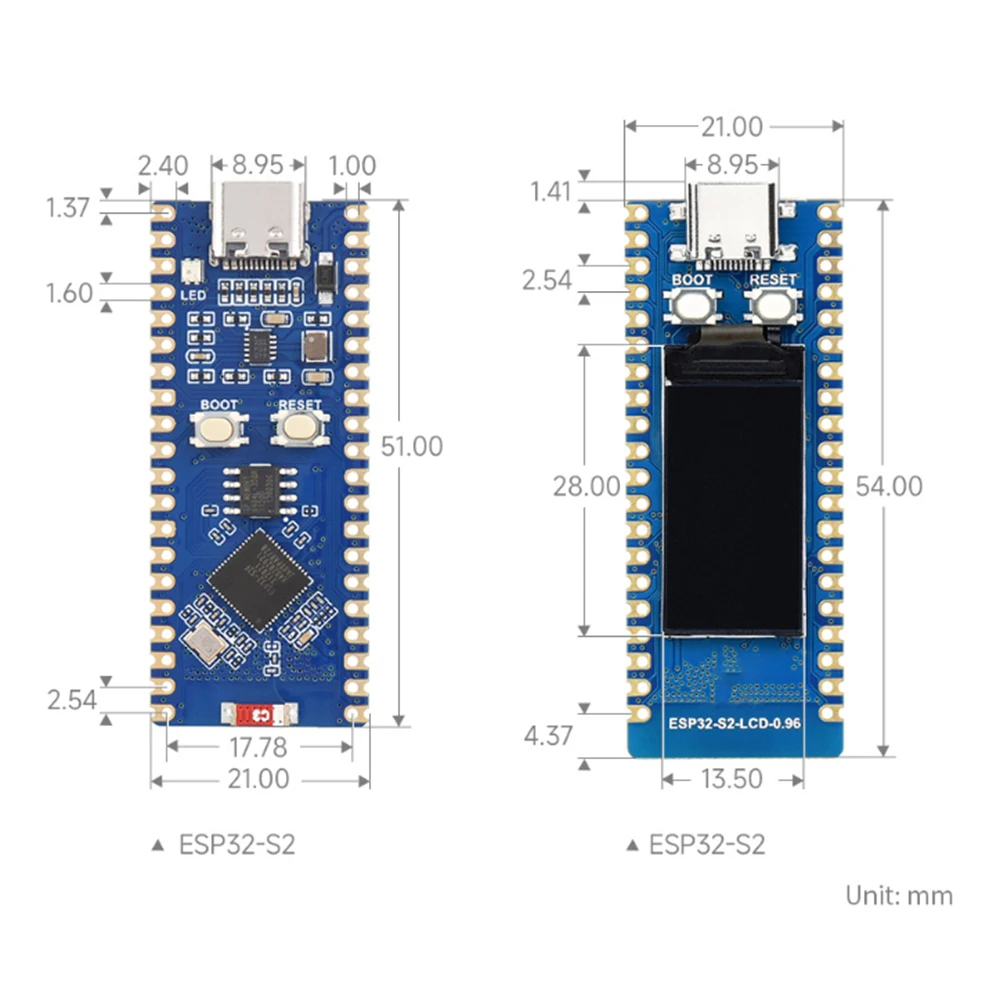 Esp32-S2 Pico Wifi Development Board Microcontroller Single Core 32-Bit 0.96-Inch Lcd Display Screen Development Board