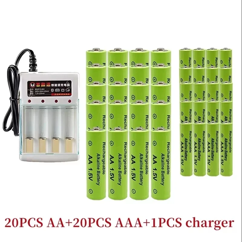 1.5V Rechargeable Battery, AAA3800 + AA 3000mAh+Charger, Alkaline Technology, Suitable for Remote Control, Toys / Computers, Etc