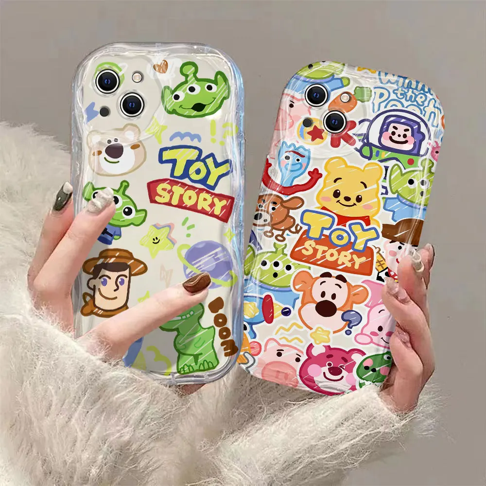 

Cute Toy Story Lotso Woody 3D Wave Case For Xiaomi Redmi 13C 12 12C 10 10C 9 9C A1 A2 K50 K40 Note 13 12 11 Pro Plus 4G 5G Cover