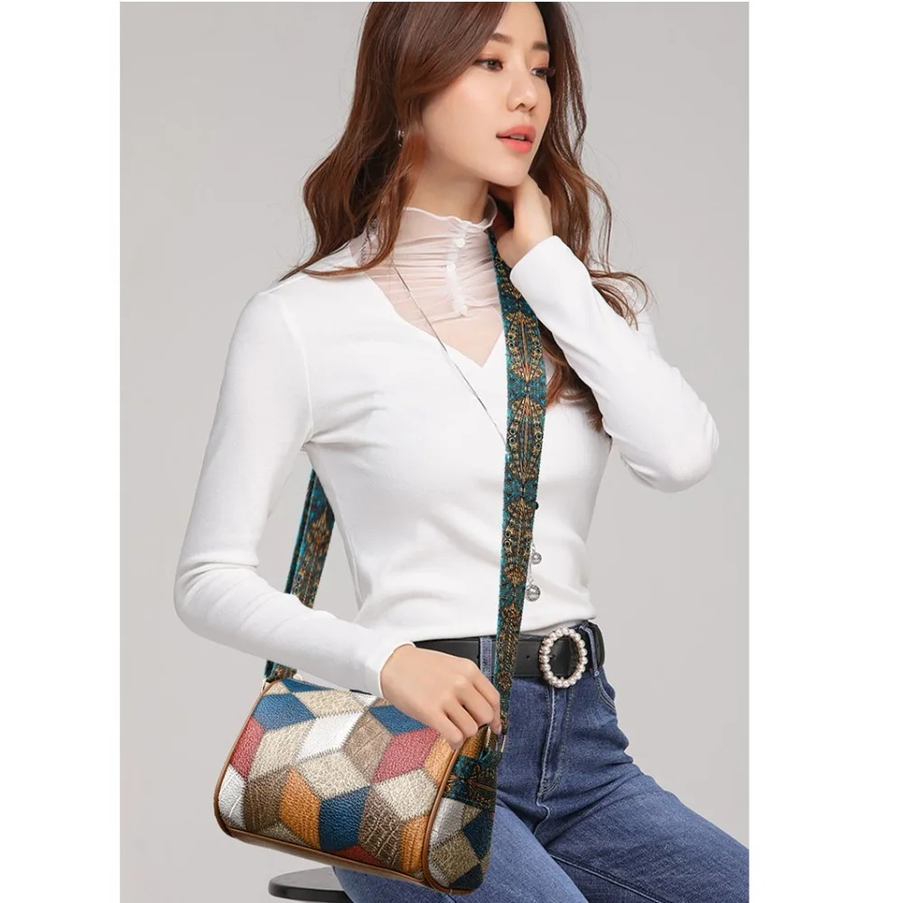 Women\'s Bag Shoulder Bag Cross-body Messenger Bohemian Style Splicing Contrast Design Multi Layer Pocket Large