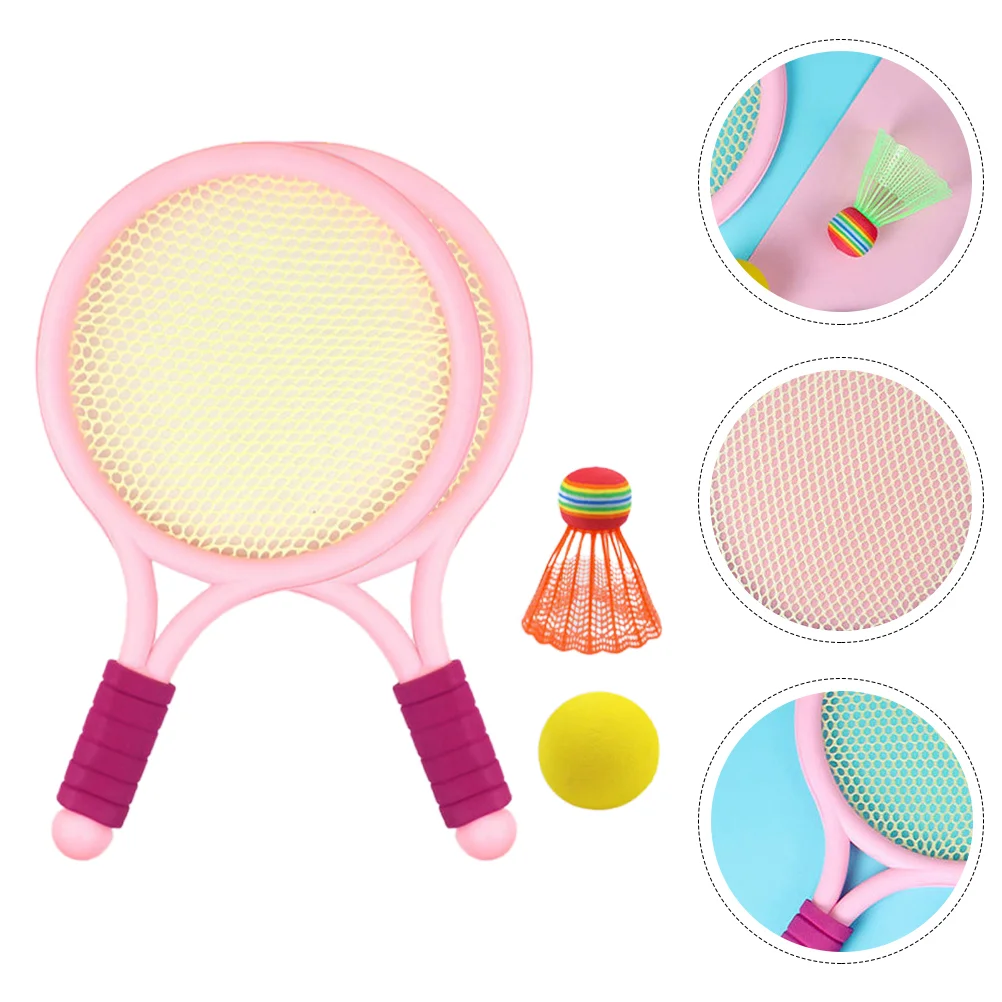 2pcs Badminton Racket Set for Kids Lightweight Plastic Toy Sports Equipment AntiSkid Handle Gift Promotes Coordination