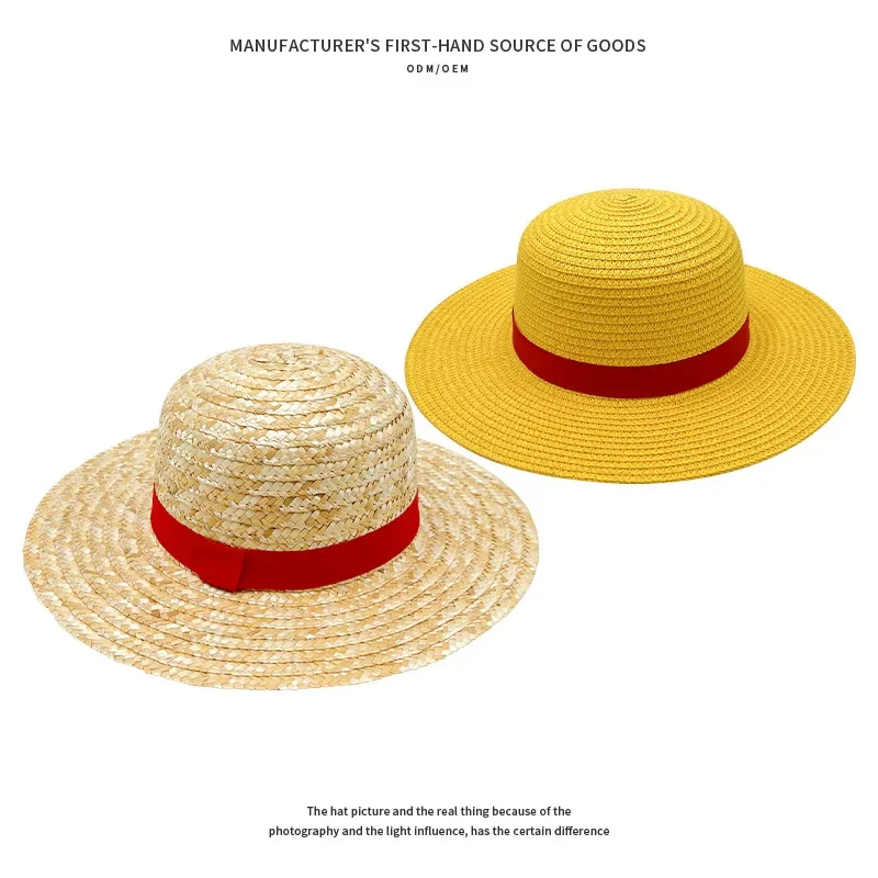 Nuovo cartone animato One Piece Monkey D Luffy Cosplay Lo stesso cappello di paglia Anime Dress Up Maglia Cappello genitore-figlio Protezione solare Cappello da spiaggia