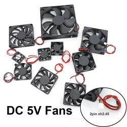 브러시리스 2 핀 DC 쿨러 선풍기, 컴퓨터 PC CPU 케이스 냉각 3D 프린터 액세서리, 5V, 30mm, 40mm, 50mm, 6010, 6cm, 80mm, 120mm