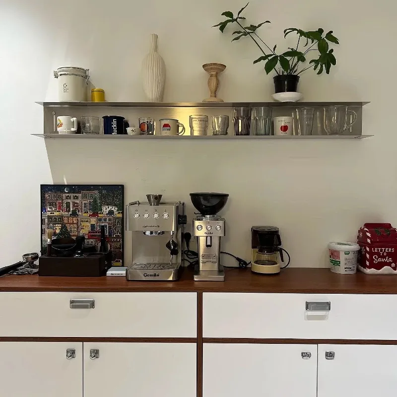 Industrial Stainless Steel Floating Wall Shelf Simple Display Rack for Living Room Decorative Shelves Modern Home Decor Storage
