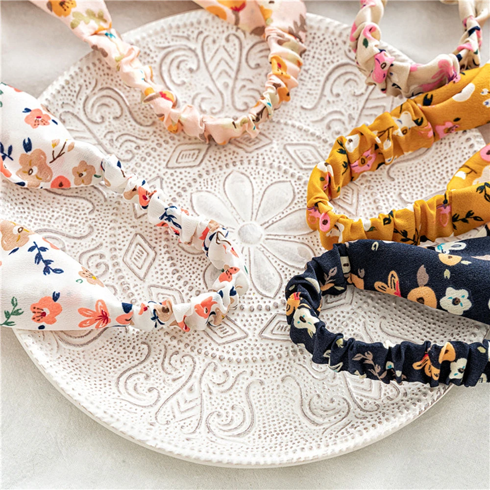 New Thin Head Scarf Cloth Women Flower Hair Accessories Triangle Hair Scarf Floral Turban Bandana Headband