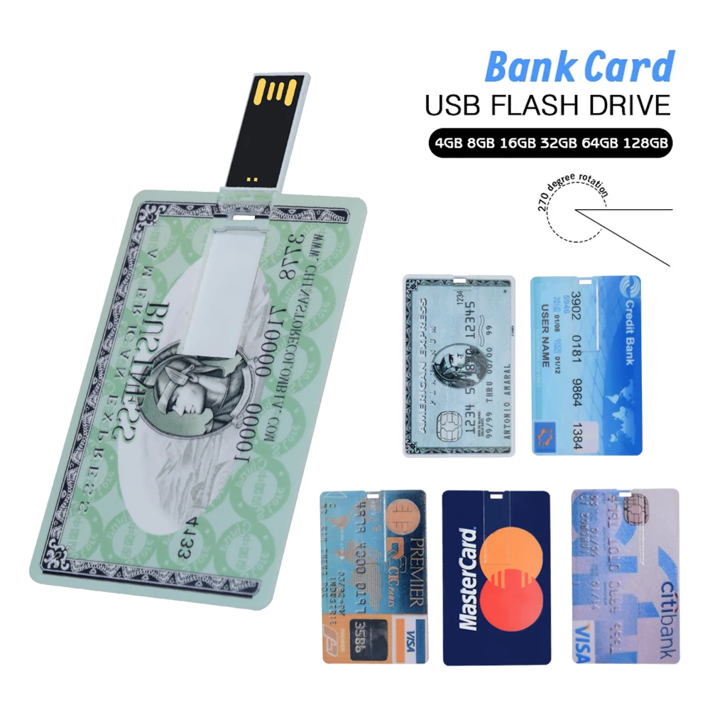 

Bank Card Model Pen Drive Portable Gift USB 2.0 Flash Drives waterproof Memory Stick 128GB/64GB/32GB/16GB/8GB/4GB U Disk