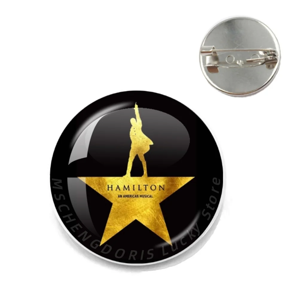 H-Hamilton American Musical Lapel Pins Glass Metal Brooches Clothes Backpack Hat Decor Jewelry Gift for Fan ﻿