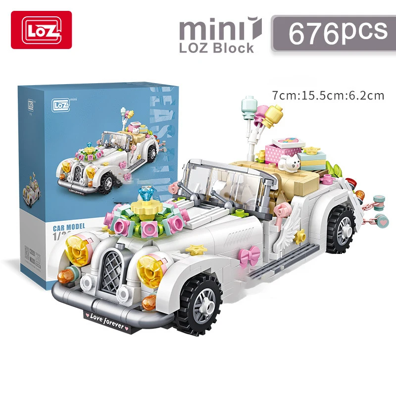 

LOZ vintage wedding car convertible sports car small particle model decoration model assembled children's building blocks toy