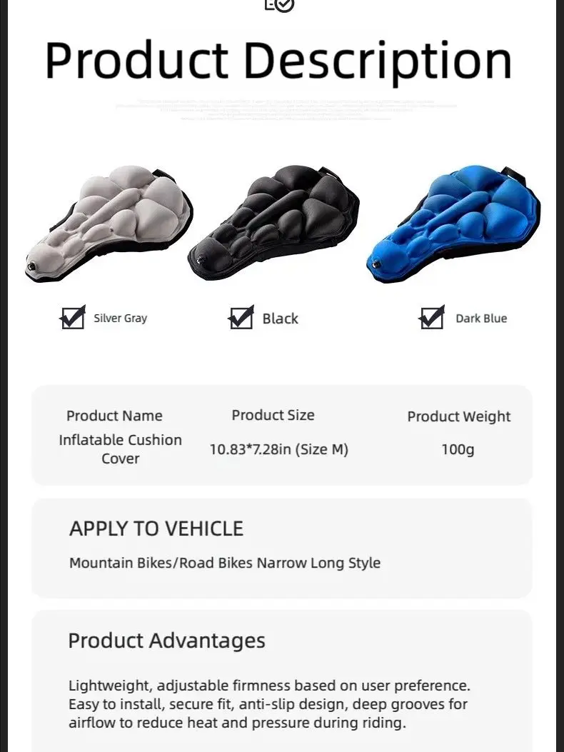 AliExpress NONE Bicycle Seat Cushion Cover MTB Road Bike Inflatable Airbag Shock-Absorbing Breathable Wear-Resistant Anti-Skid Seat Cover
