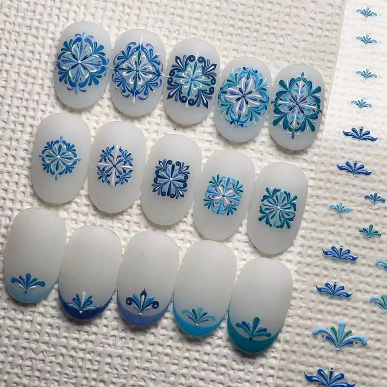 New Bohemian Retro Colorful Totem 5D Soft Embossed Reliefs Self Adhesive Nail Art Stickers 3D Nail Decals Wholesale Dropshipping