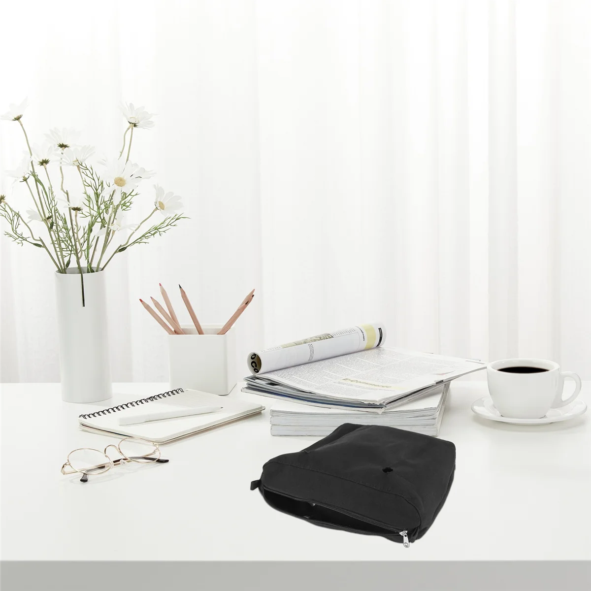 FZFZ Inserção de lona sólida à prova d'água, forro interno, bolso com zíper para bolsa Obag O, bolsa preta Mini