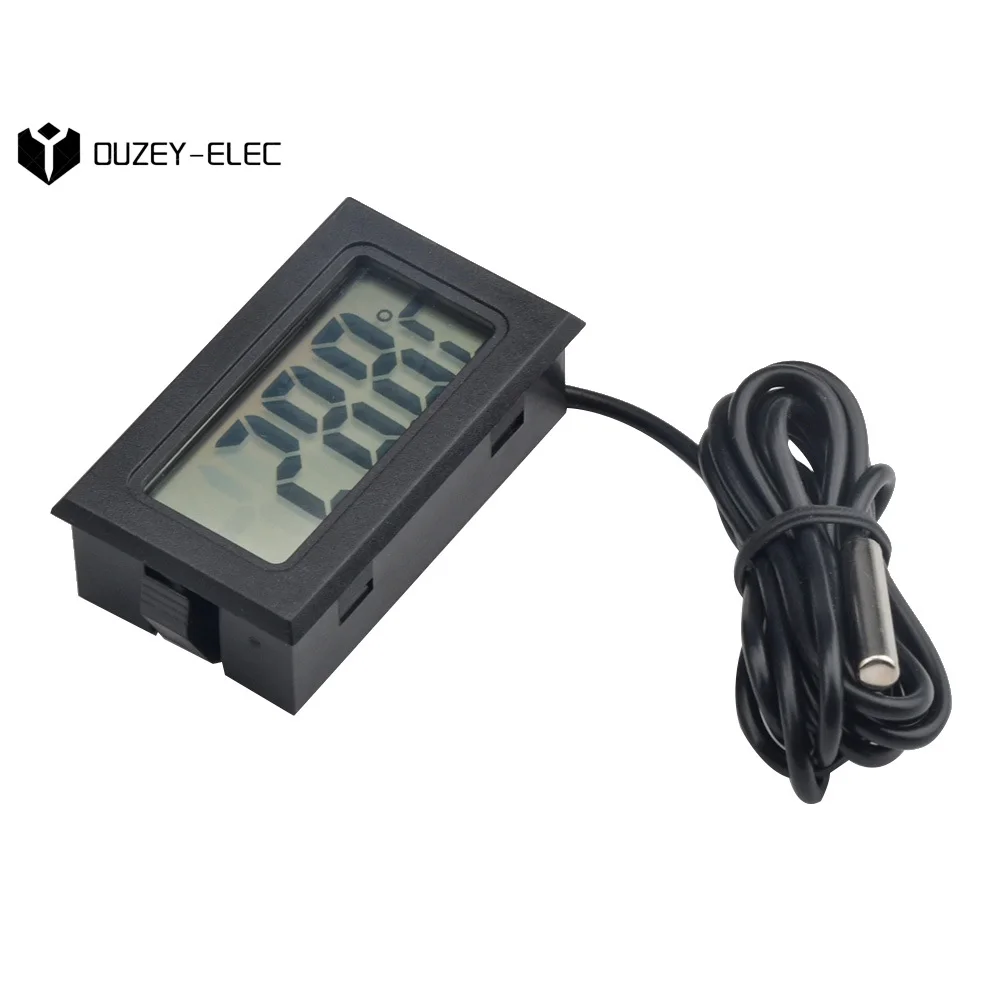 The Embedded Electronic Digital Display Thermometer LCD Display Electronic Temperature Hygrometer for Vehicle Fish Tank Aquarium