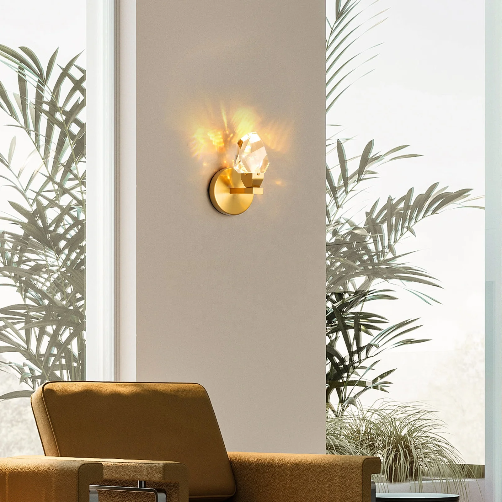Modern Interior Gold Crystal Decorative Wall Lamps Bedroom Light Emitting Diode Wall Lamps
