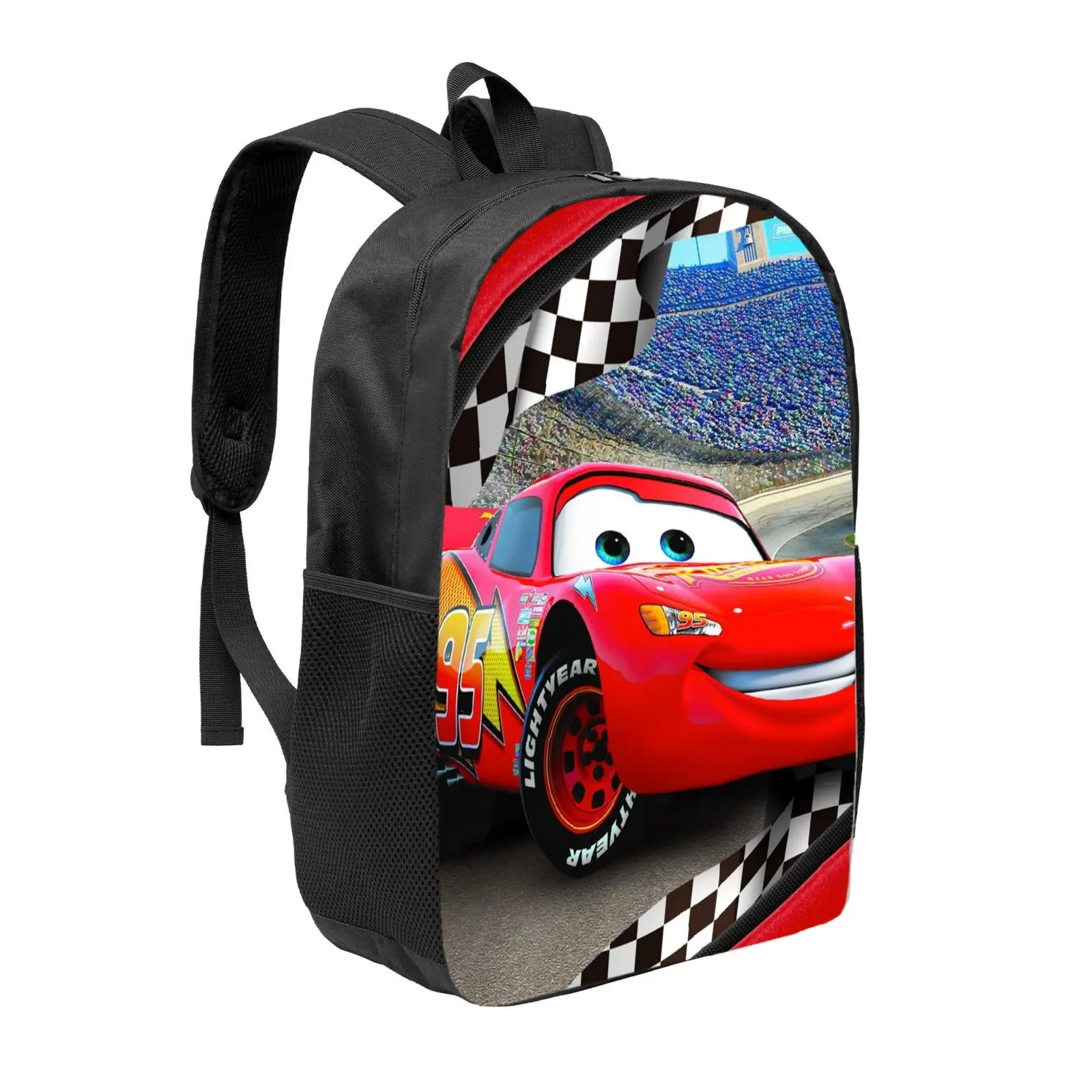 قطعة واحدة من حقيبة ظهر ديزني لايتنينج ماكوين Racing Car مطبوعة للجنسين خفيفة الوزن مناسبة لملابس غير رسمية هدية مثالية