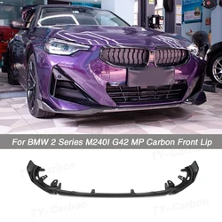 Real Carbon Fiber Car Front Bumper Splitter Lip Spoilers BodyKits for BMW 2 Series G42 M235i M240i Coupe MP Style 2021+