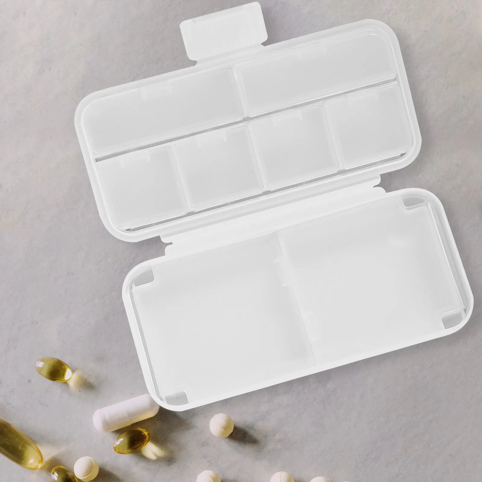 

Набор из 2-х портативных контейнеров для хранения лекарств: еженедельный органайзер для таблеток, дорожный футляр, маленький органайзер для ежедневного использования, для сумки/кошелька