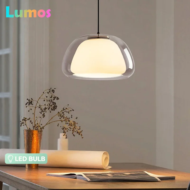 Image of Dänemark Design Glas Pendelleuchte Durchmesser 25 40 cm Nordic Postmodern Einfache Wohnzimmer Esszimmer Schlafzimmer Doppel Glas Hängende Beleuchtung