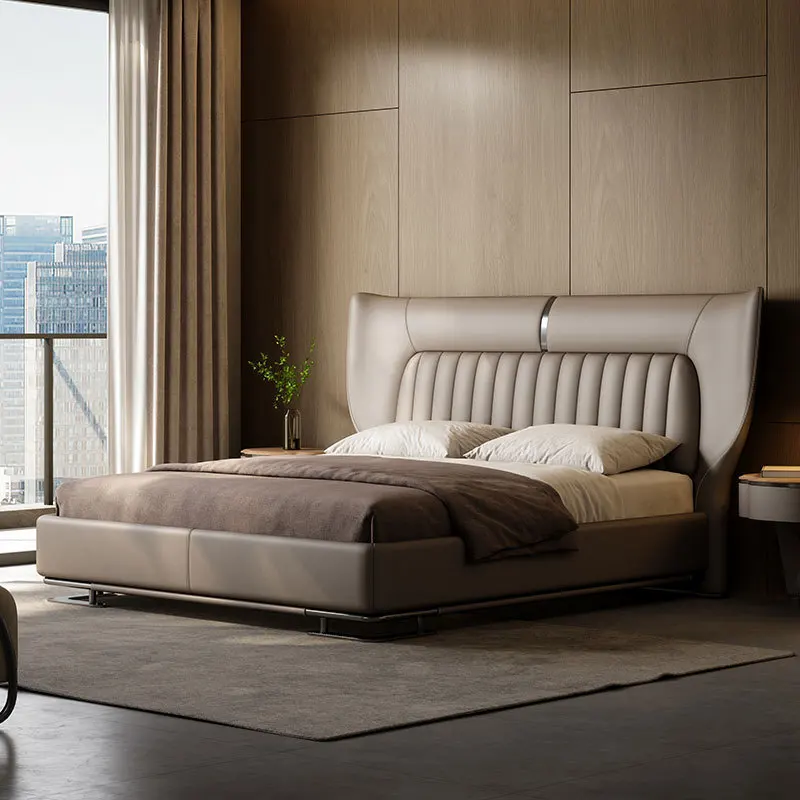 ML Light luxury master bedroom atmospheric double bed minimalist luxury soft bag modern special-shaped high backrest bed