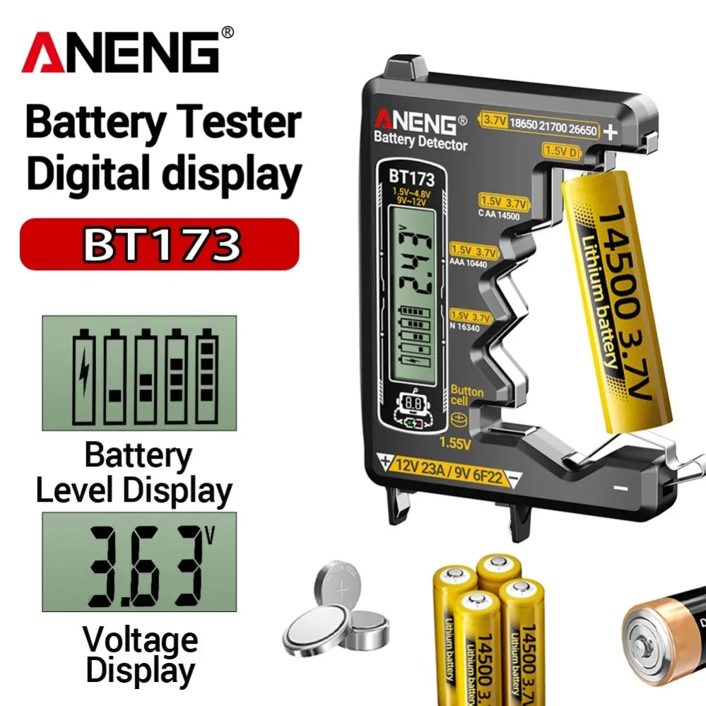 

Battery Voltage Testers ANENG BT173 Lithium Ion Batteries Bar/Value Dual Display Detector 18650 21700 12V 23A Electronics Tools
