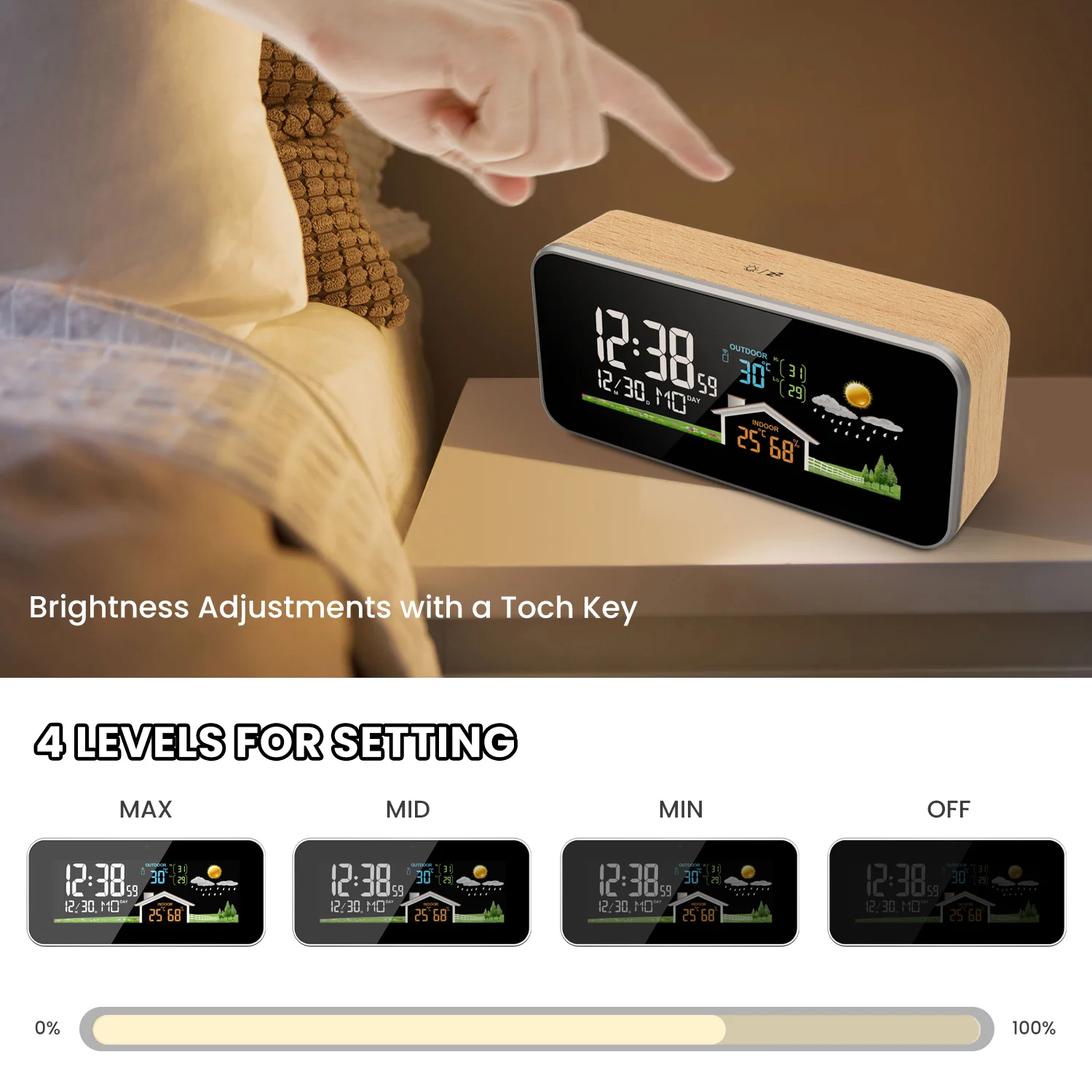 FanJu Weather Station Alarm Digital Clock Color Display DCF Electronic Meter Desktop Calendar Wireless Wall Thermometer Tool