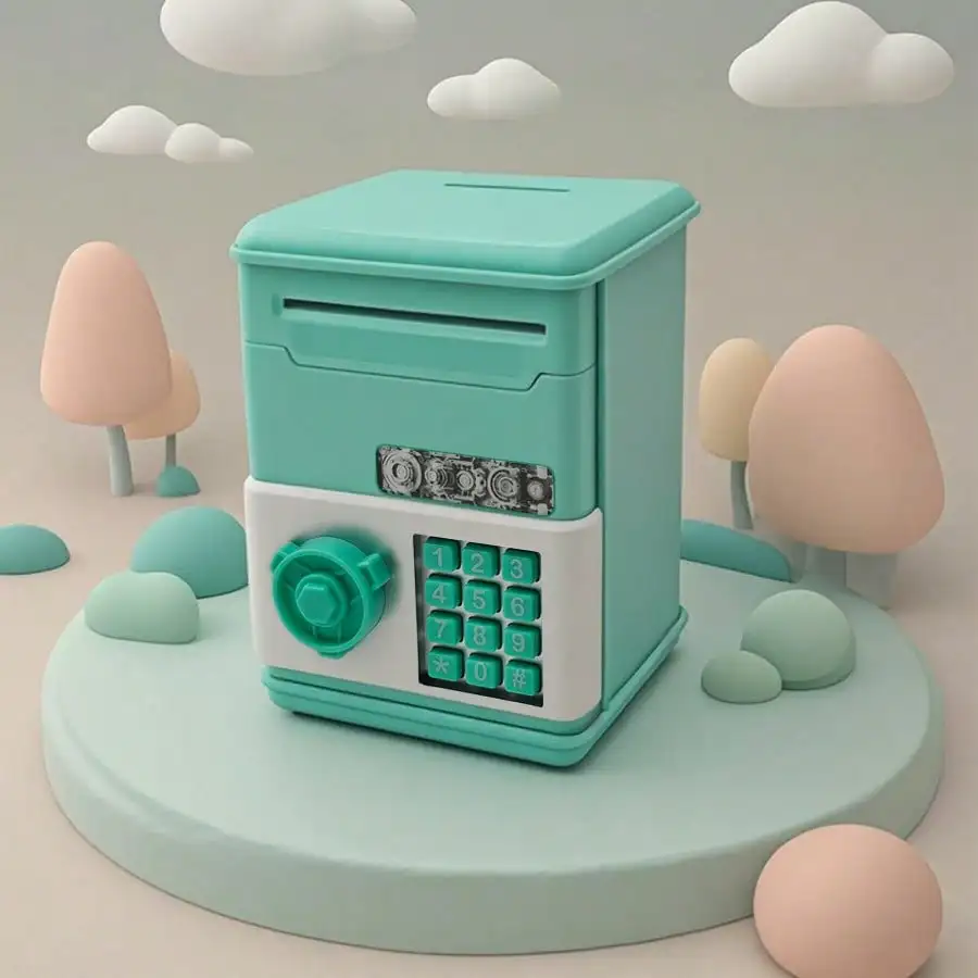 กระปุกออมสินมินิเอทีเอ็มพร้อมรหัสผ่านอัจฉริยะสำหรับการออมเงิน เล่นบทบาทสมมติ ของเล่น กระปุกออมสินสร้างสรรค์สำหรับเด็ก